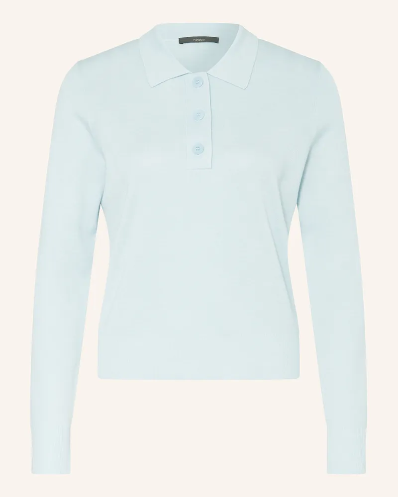 windsor. Strick-Poloshirt Hellblau