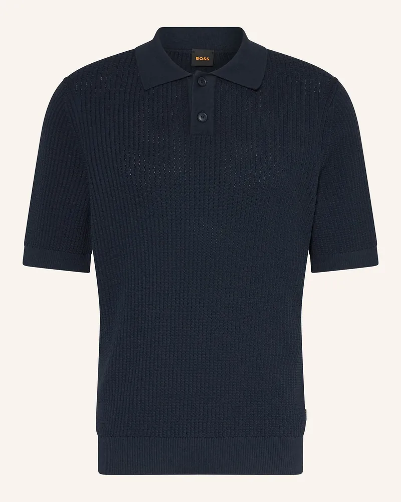 HUGO BOSS Strick-Poloshirt AKOPPO Regular Fit Dunkelblau