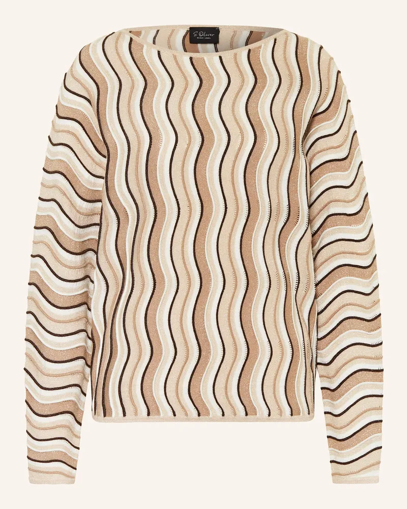 S.Oliver Pullover mit Glitzergarn Hellbraun