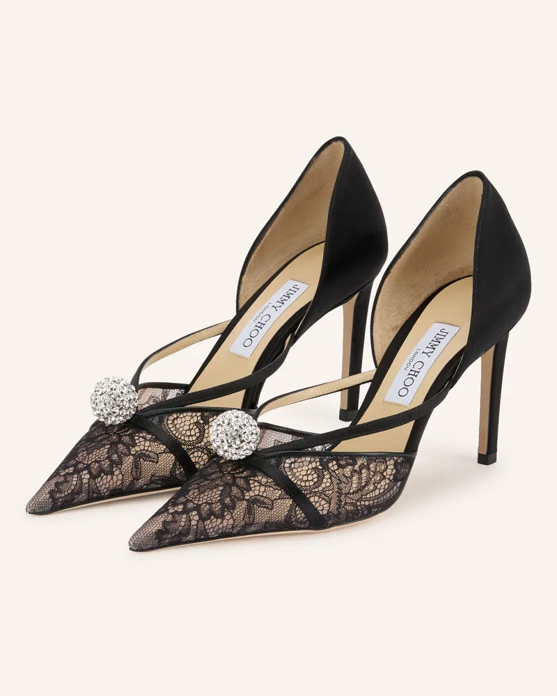 Jimmy Choo Pumps Sacora 85 Mit Spitze Und Schmucksteinen schwarz Schwarz
