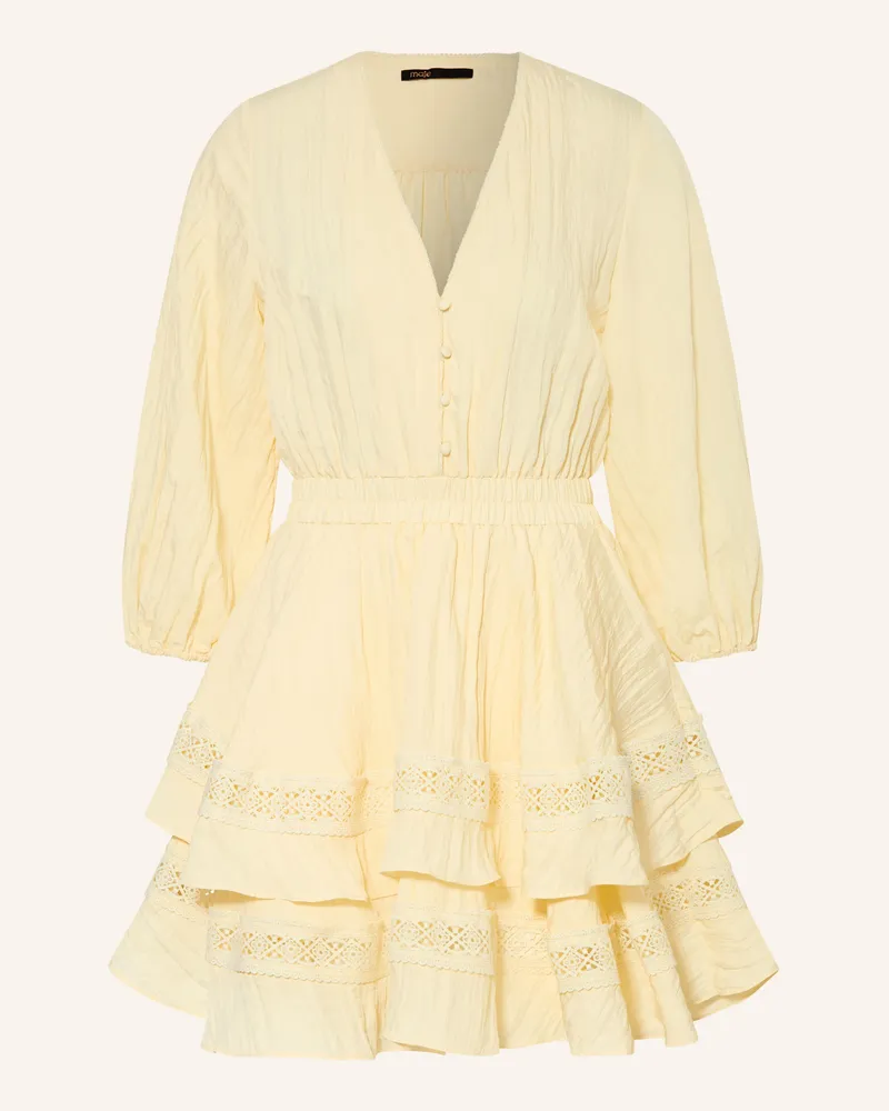 Maje Kleid mit 3/4-Arm und Spitze Gelb