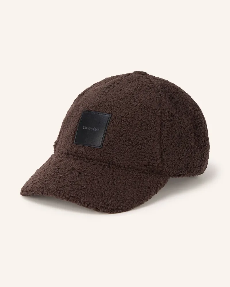 Calvin Klein Teddyfell-Cap braun Dunkelbraun