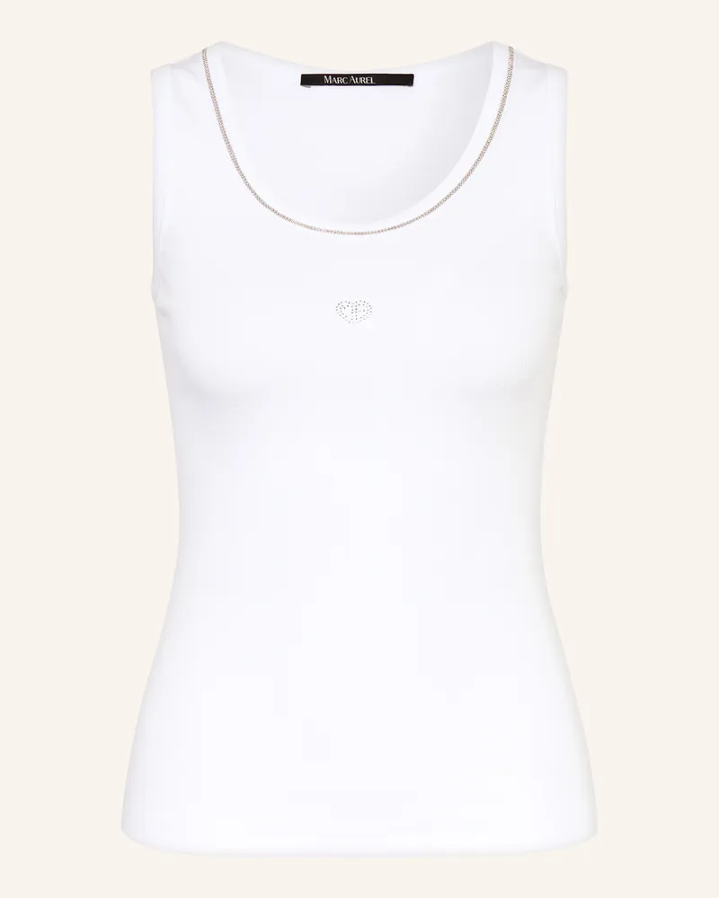 MARC AUREL Top Mit Schmucksteinen weiss Weiss
