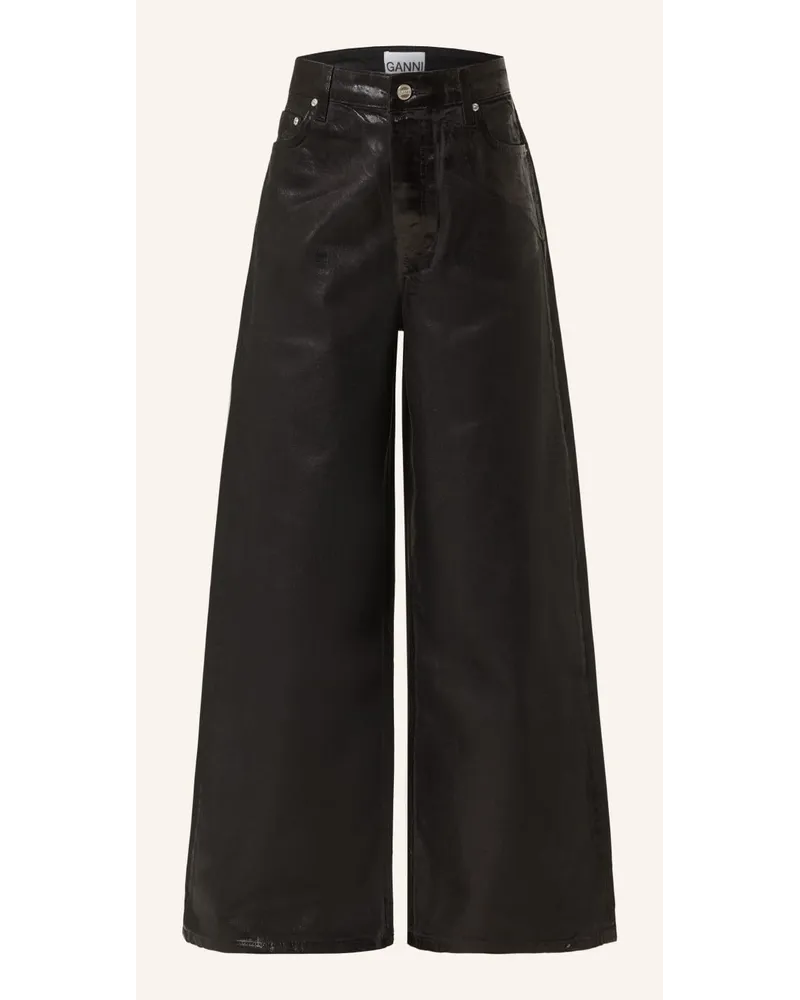 Ganni Coated Jeans Schwarz