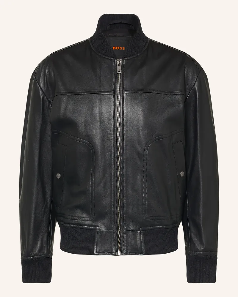 HUGO BOSS Lederblouson Jokans schwarz Schwarz