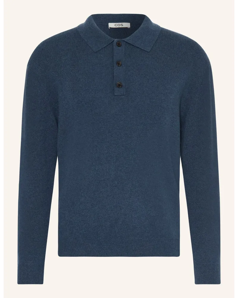 Cos Strick-Poloshirt aus Cashmere Blau