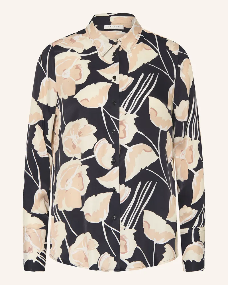 Eterna Hemdbluse aus Satin Schwarz