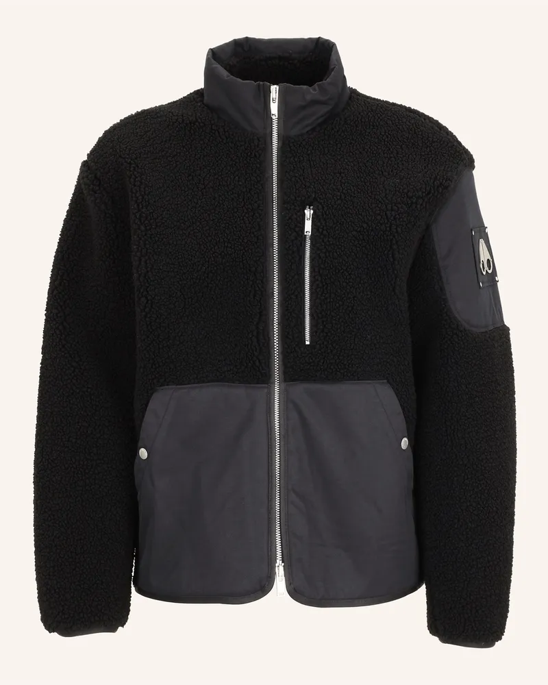 Moose Knuckles Teddyfell-Jacke SAGLEK im Materialmix Schwarz