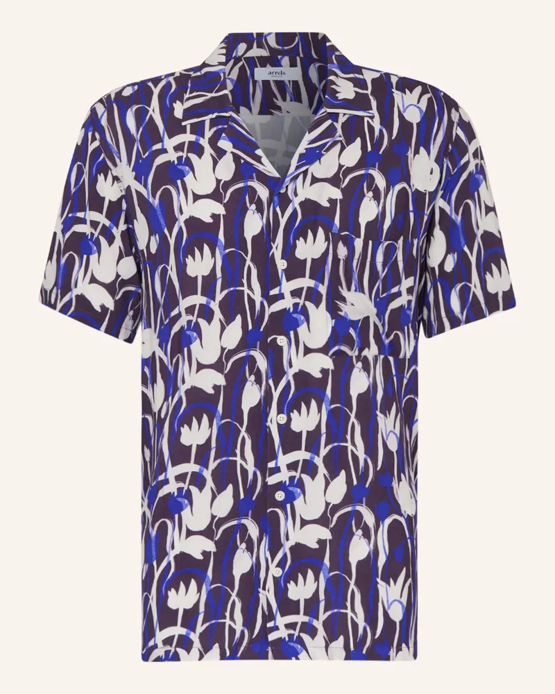 Arrels Barcelona Resorthemd Purple Tulips × Cecilia Carlsted Comfort Fit blau Lila