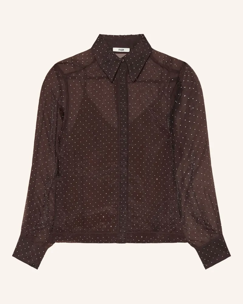 Maje Hemdbluse Mit Schmucksteinen braun Dunkelbraun