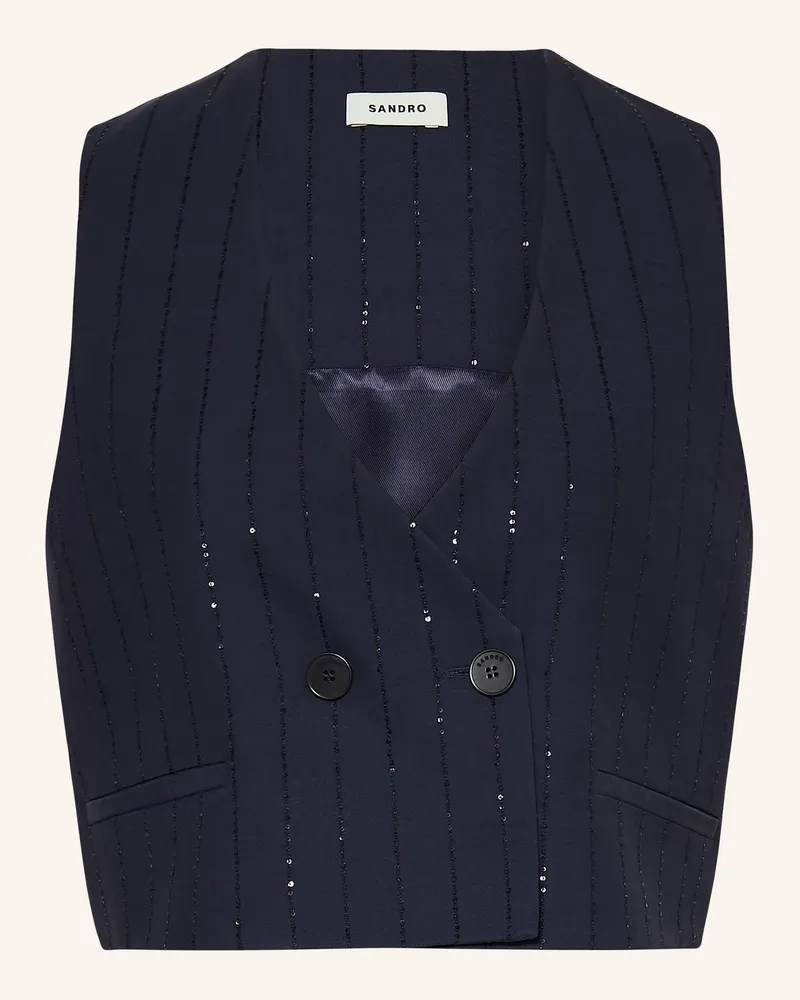 Sandro Blazerweste Mit Pailletten blau Dunkelblau