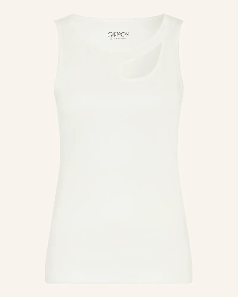 Cartoon Top Mit Cut-Out weiss Weiss