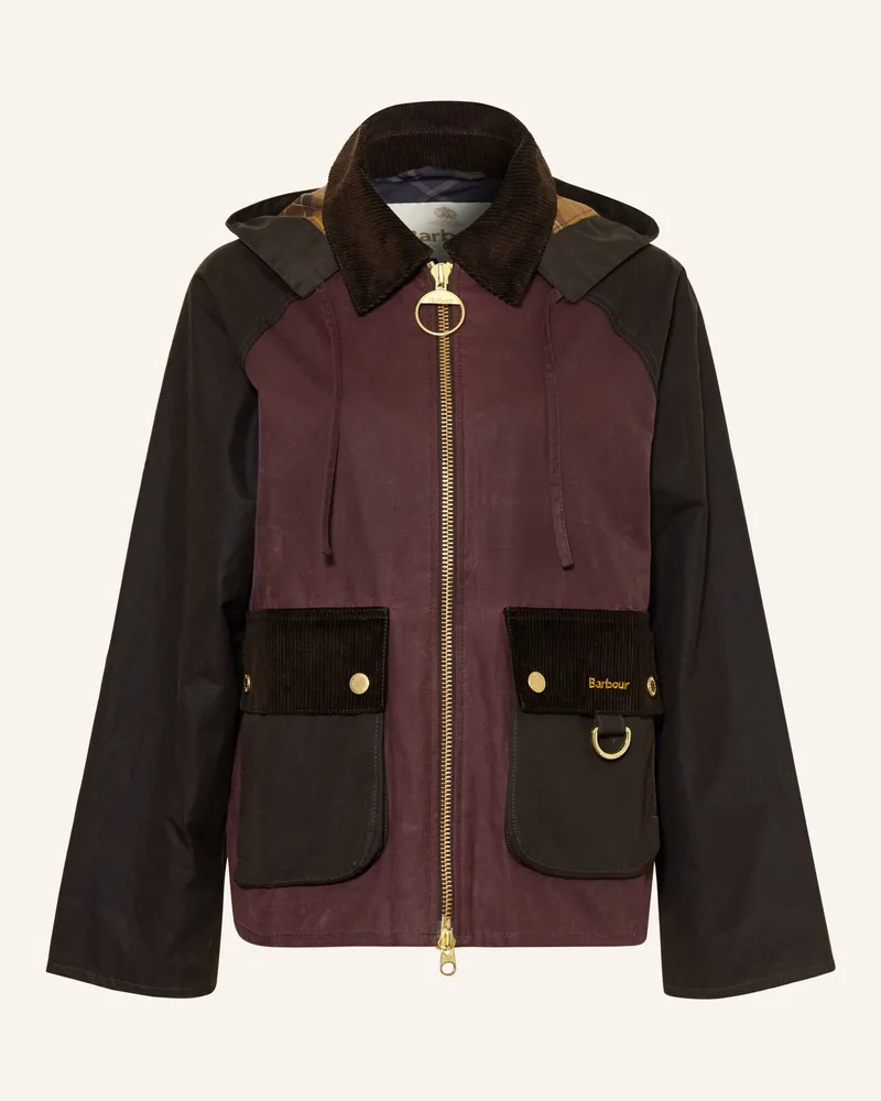 Barbour Jacke Carville Mit Abnehmbarer Kapuze rot Dunkellila