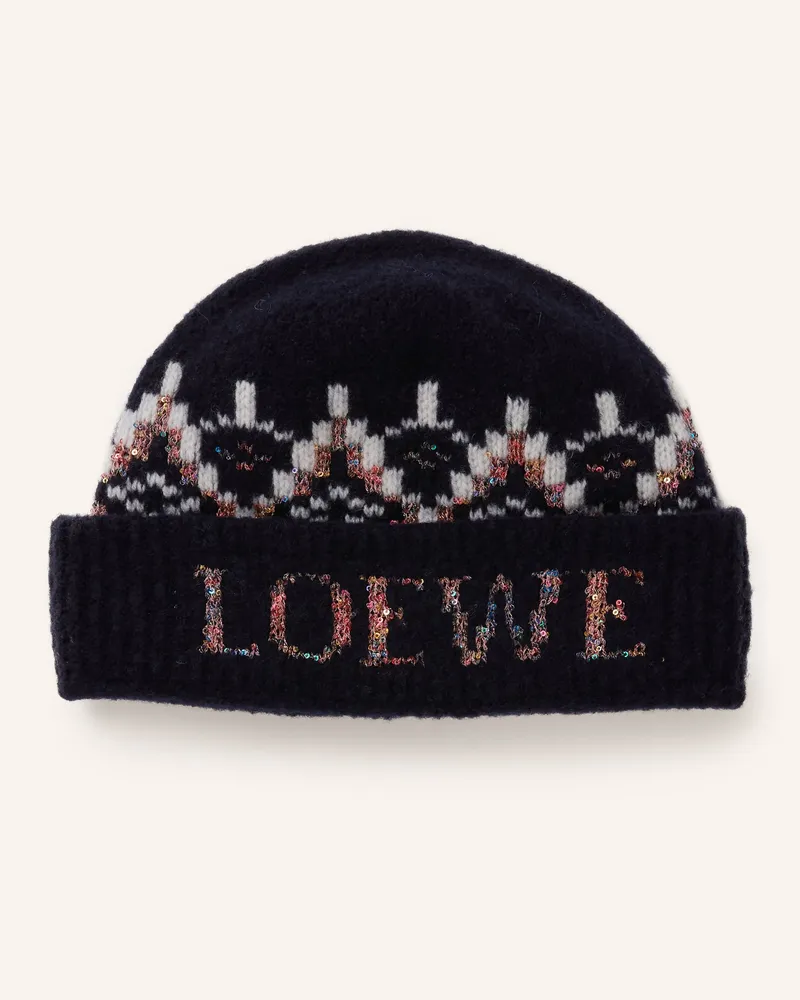 Loewe Mütze mit Pailletten Dunkelblau