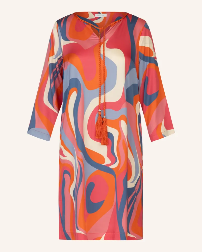 Mint & Mia Bedrucktes Viskose Satin Tunika Kleid beige Gelb