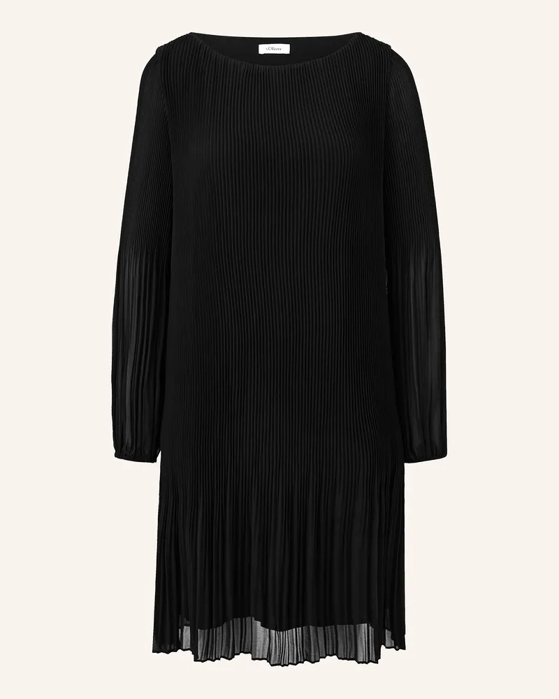 S.Oliver Plisseekleid Schwarz