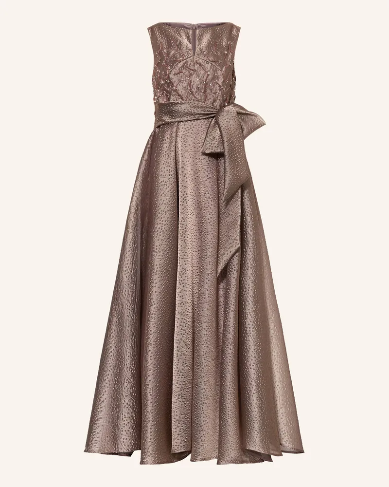 Talbot Runhof Abendkleid mit Schmucksteinen Taupe