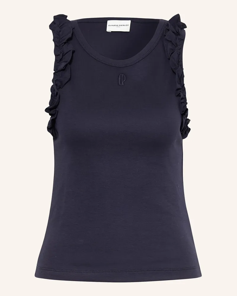 Claudie Pierlot Top Mit Rüschen blau Dunkelblau