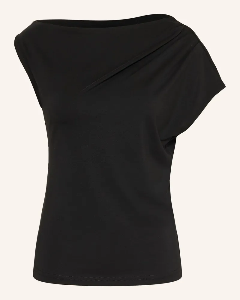 Selected One-Shoulder-Top Schwarz