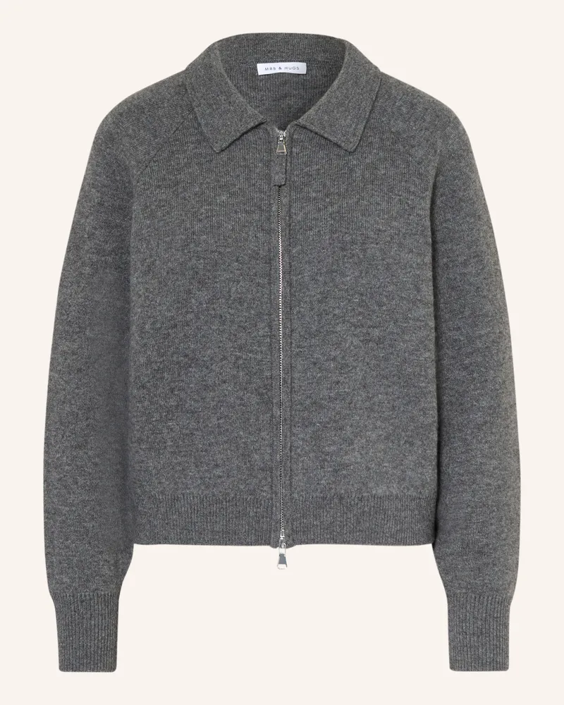 Mrs & HUGS Strickjacke Mit Cashmere grau Grau