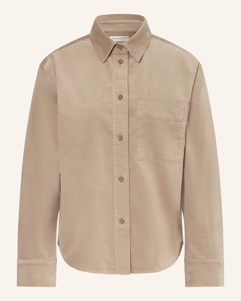 Marc O'Polo Hemdbluse Aus Nicki beige Braun