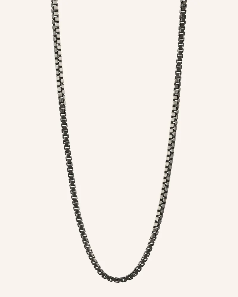 Tateossian Halskette Box Chain grau Silber