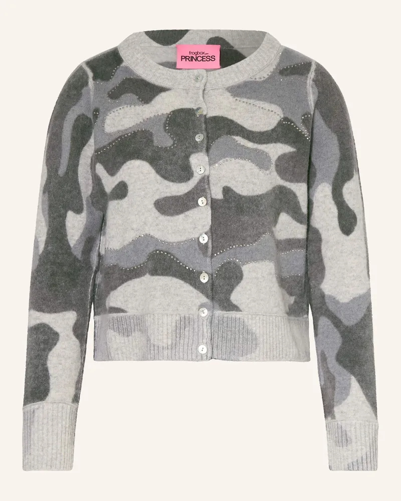 Frogbox Strickjacke mit Schmucksteinen Grau