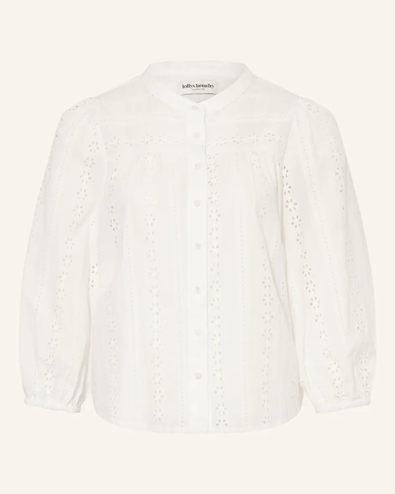 Lollys Laundry Bluse Junell Aus Lochspitze Und 3/4-Arm weiss Weiss