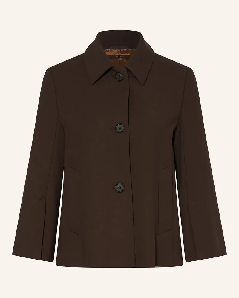 windsor. Kastenjacke aus Jersey mit 3/4-Arm Dunkelbraun