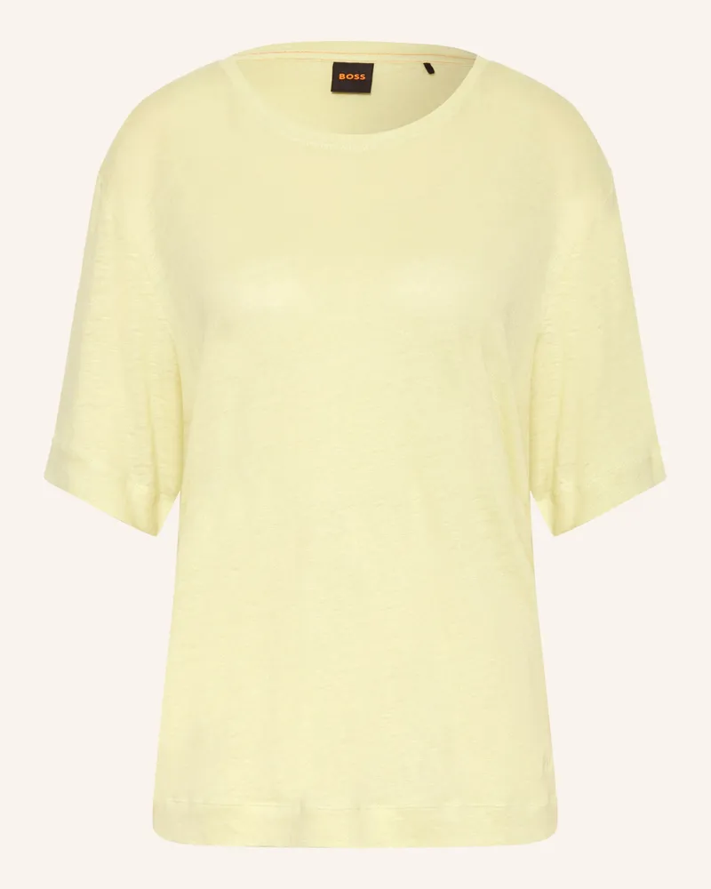 HUGO BOSS T-Shirt Emma Aus Leinen gruen Hellgelb