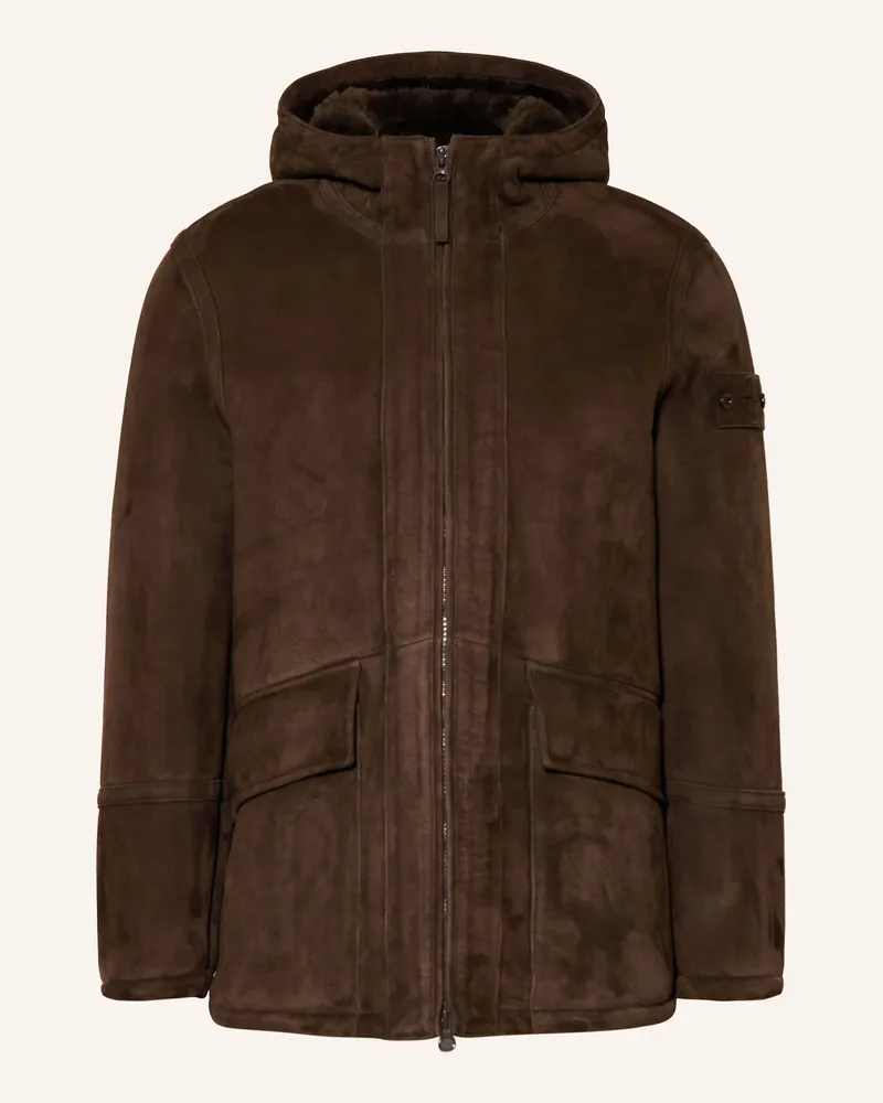 Stone Island Lederjacke GHOST Dunkelbraun