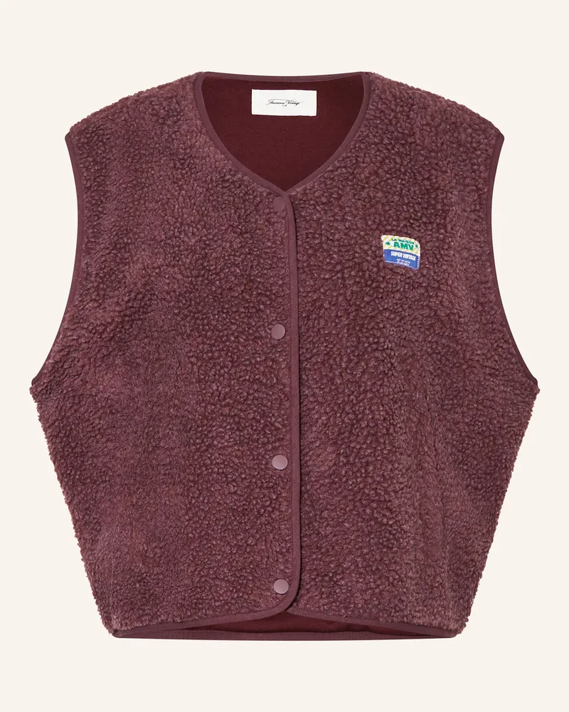 American Vintage Teddyfell-Weste Dunkelrot