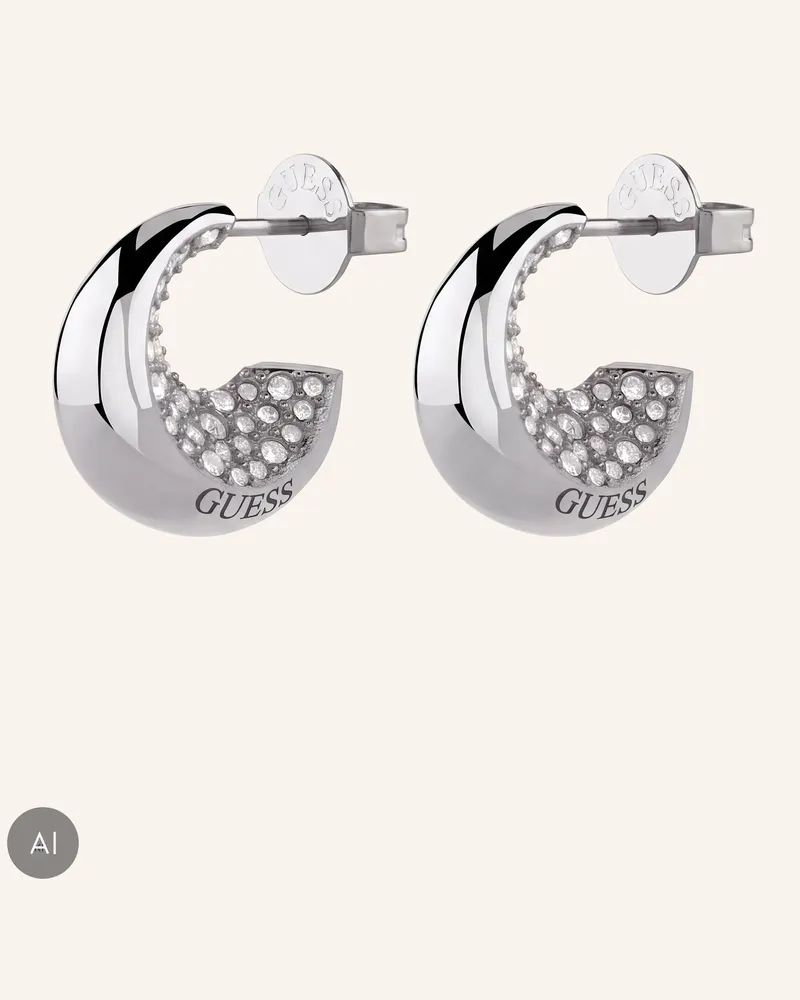 Guess Creolen Moon Drops silber Silber