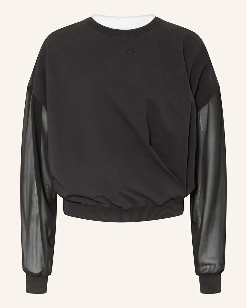 10Days Sweatshirt im Materialmix Schwarz