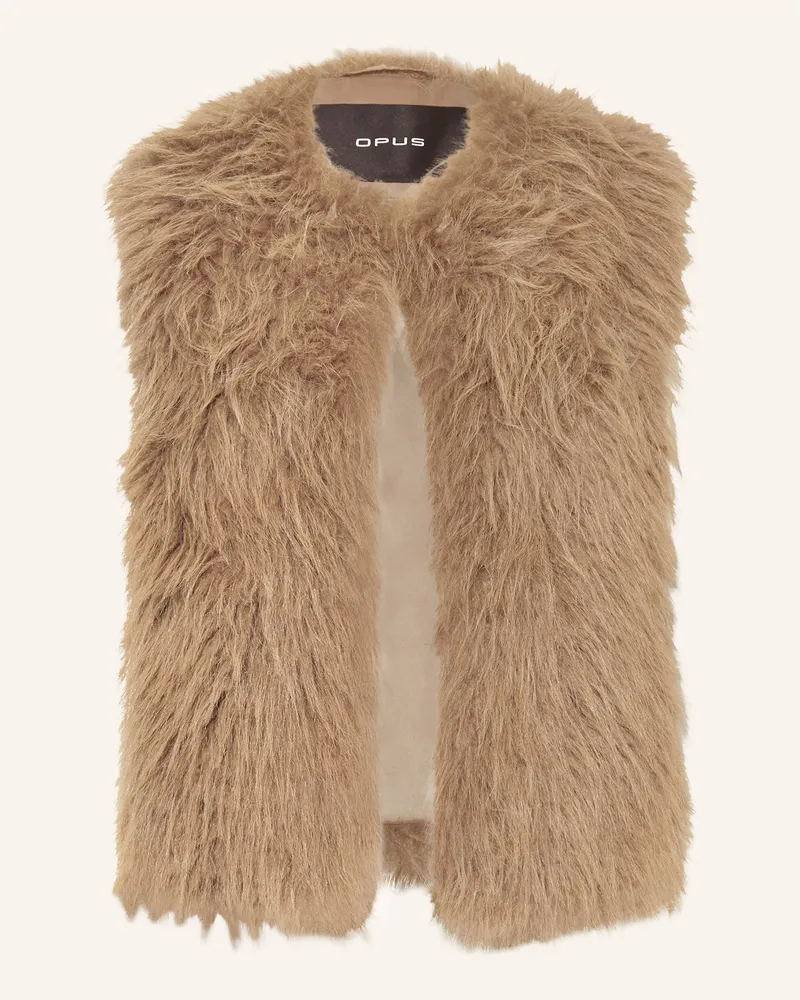 OPUS Kunstfell-Weste Wondra beige Braun