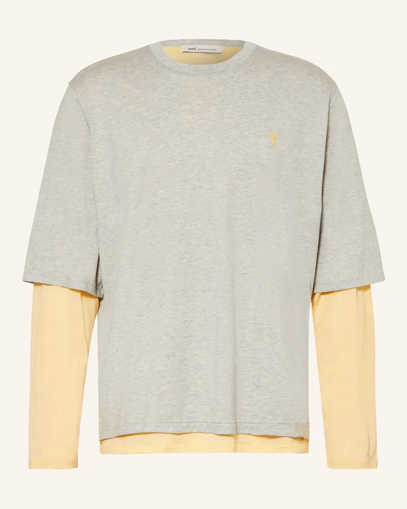 AMI Paris Longsleeve grau Hellgrau