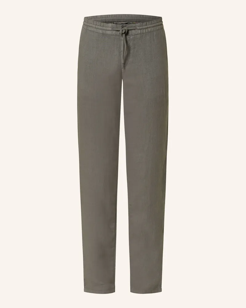 Alberto Leinenhose HOUSE im Jogging-Stil Tapered Fit Khaki