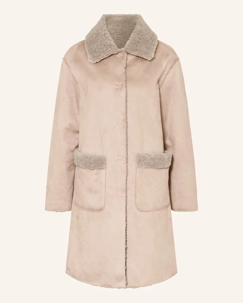 White Label Mantel in Lederoptik Taupe