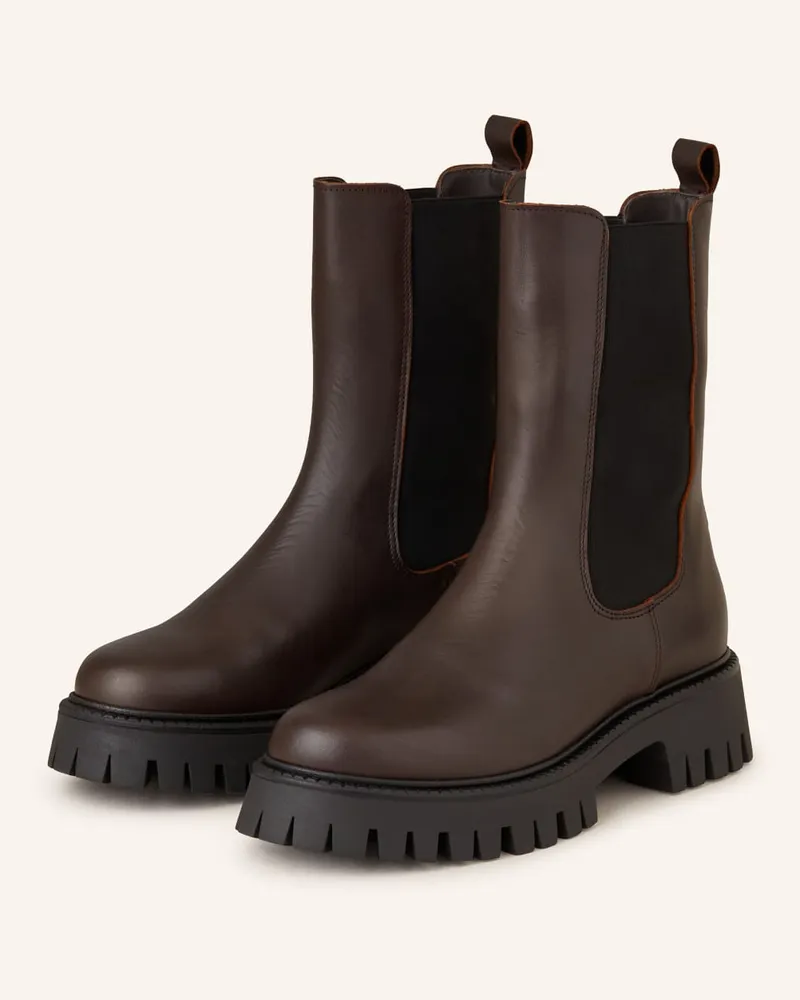 Mrs & HUGS Chelsea-Boots - DUNKELBRAUN Braun