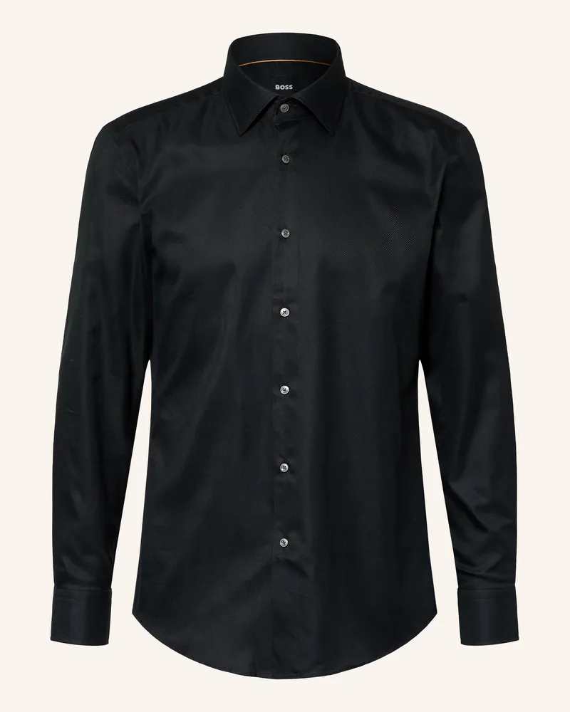 HUGO BOSS Hemd Hank Slim Fit schwarz Schwarz