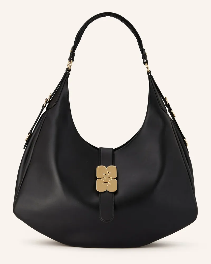 Ganni Schultertasche mit Pouch Schwarz