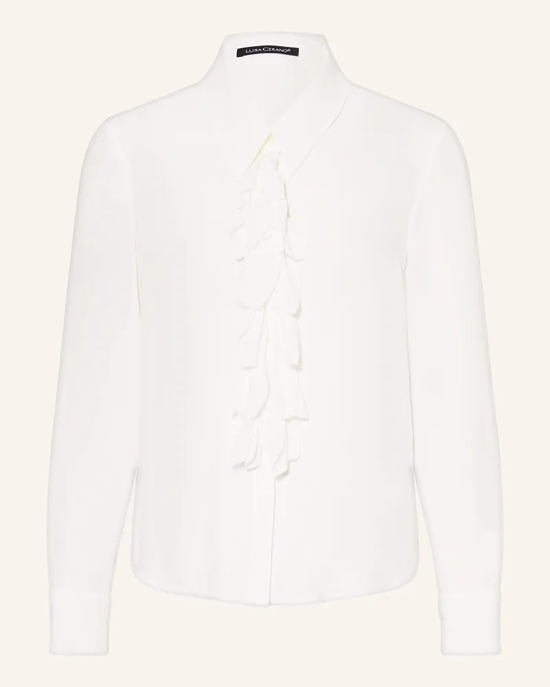 Luisa Cerano Hemdbluse mit Seide und Rüschen Weiss