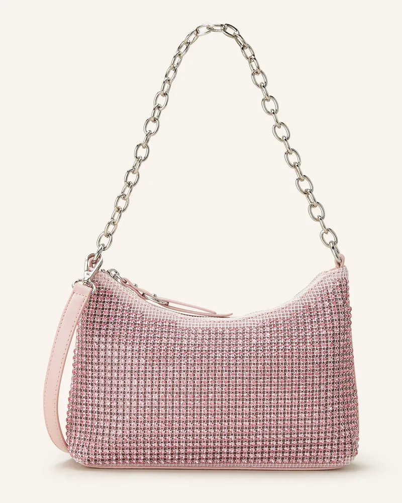 SEIDENFELT Schultertasche mit Schmucksteinen Rosa