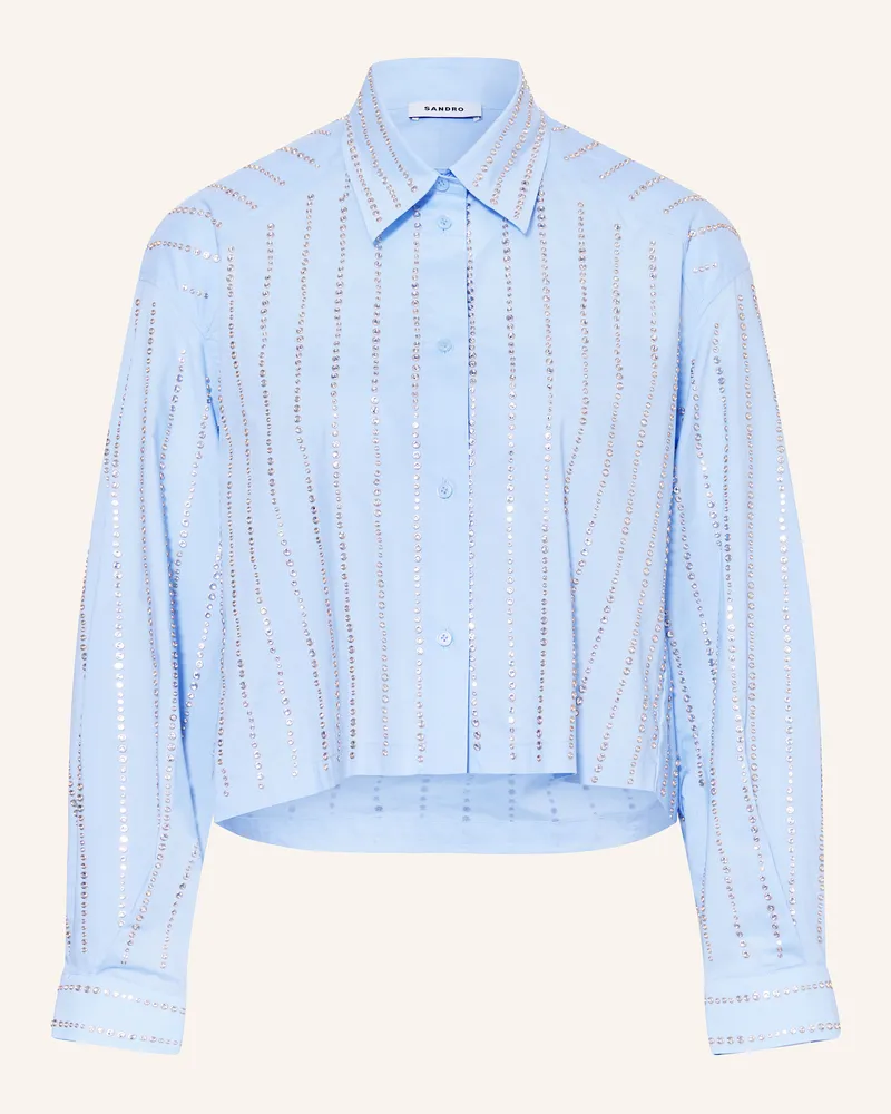 Sandro Hemdbluse mit Schmucksteinen Hellblau