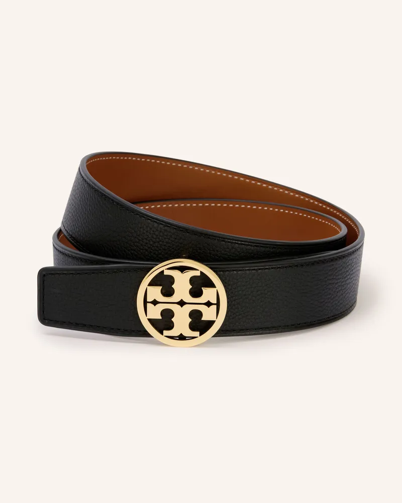 Tory Burch Ledergürtel Miller Zum Wenden schwarz Schwarz