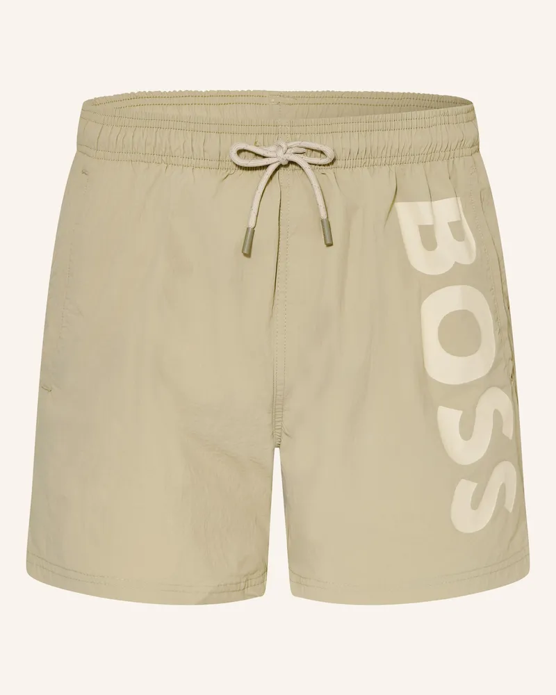 HUGO BOSS Badeshorts Octopus beige Oliv