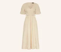 Leinenkleid mit Cut-outs und Schmuckperlen
