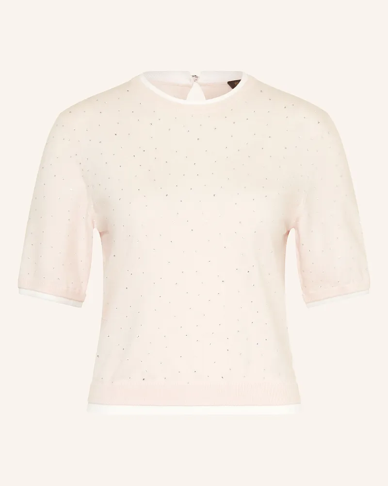 Maje Strickshirt mit Schmucksteinen Pink
