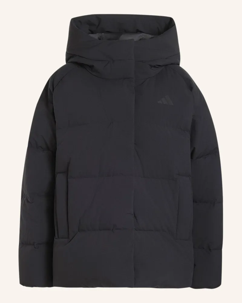 adidas Helionic Puffer Daunenjacke, Kapuze schwarz Schwarz