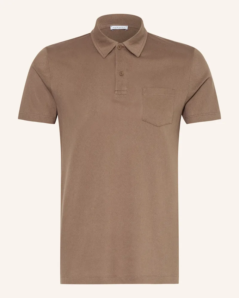 Sunspel Strick-Poloshirt Riviera beige Taupe